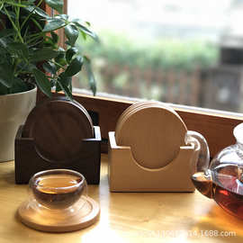 黑胡桃实木茶杯垫隔热垫咖啡杯垫木质水杯杯托防热垫可雕刻LOGO