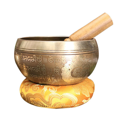Cross-border sourcing Nepal handmade carved Buddha sound bowl Tibetan chanting bowl sound therapy yoga meditation bowl scripture bowl copper gong