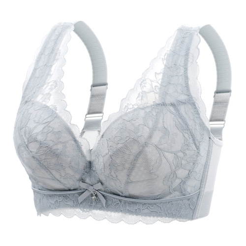 Women's plus size underwear, no steel ring, no sponge, ultra-thin, breathable, big breasts, chubby MM bra, breast-retracting push-up bra