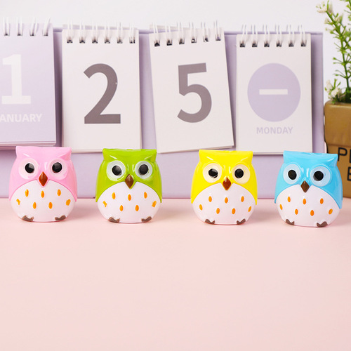 Creative cute cartoon owl pencil sharpener double hole pencil sharpener student pencil planer pencil machine pencil sharpener wholesale