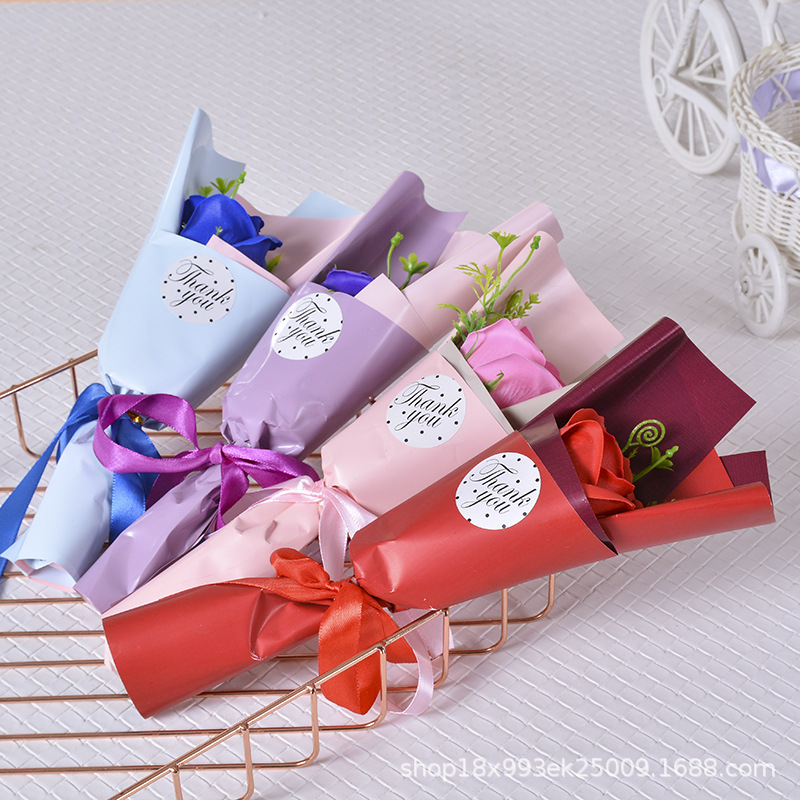 Women's Day Single Rose Scented Soap Carnation Flower Simulation Small Bouquet Qixi Festival Gift Valentine's Day Teacher's Day Gift