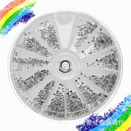 美甲饰品批发指甲饰品平底钻亚克力银钻圆盒装1.5MM圆形银钻