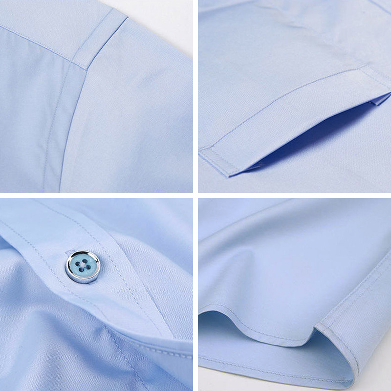 Camisa de hombre de negocios ropa de trabajo de manga larga antiarrugas sin planchar suave logotipo vinculante profesional camisa de primavera y verano para hombre