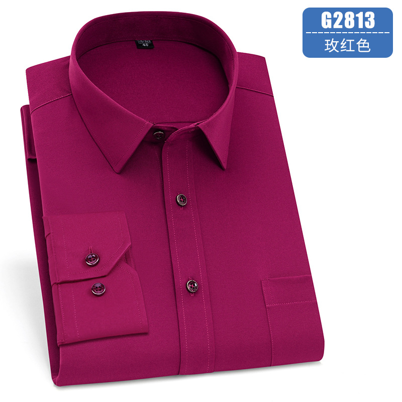 Camisa de hombre de negocios ropa de trabajo de manga larga antiarrugas sin planchar suave logotipo vinculante profesional camisa de primavera y verano para hombre