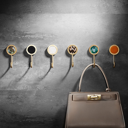 Nordic punch-free shell brass clothes hook bathroom wall hook clothes hook bathroom toilet single hook