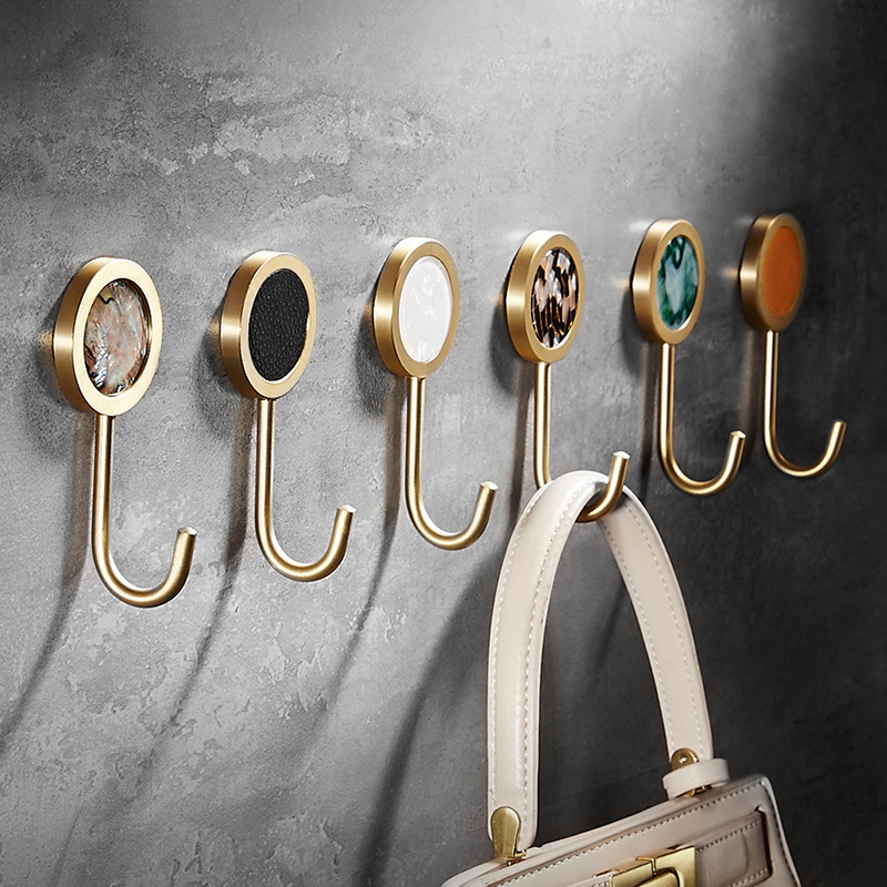 Nordic Punch-free Shell Brass Coat Hook Bathroom Wall Hook Clothes Hook Toilet Toilet Single Hook
