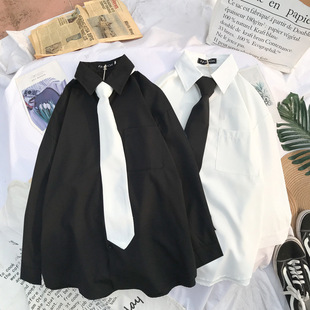 Shirt Women's Retro Hong Kong Style Design Sense Niche Long Sleeve Top 2022 New Korean Style Loose Student Shirt Outer Wear