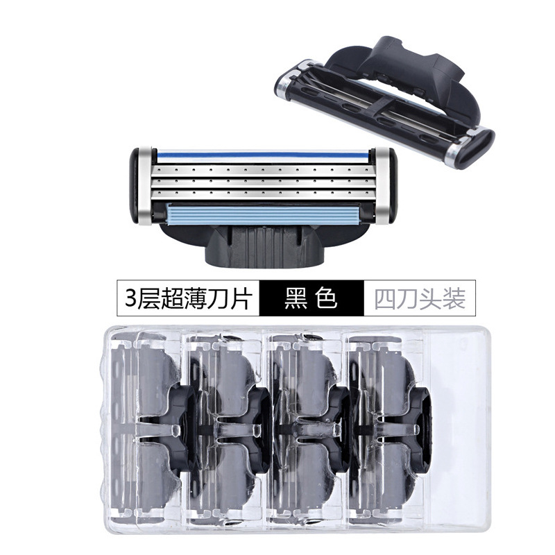 Promoción de la fábrica manual de tres capas hoja de afeitar afilada AliExpress hombres cabeza de afeitar frente tres velocidad del viento 3 cuchillas