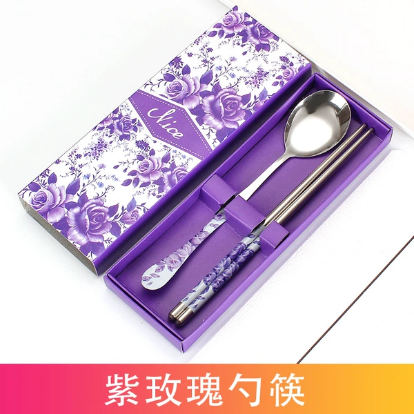 Purple rose spoon chopstick