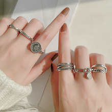 乾佳S925泰银时尚个性纯银戒指女潮复古银戒指食指戒指女冷淡风