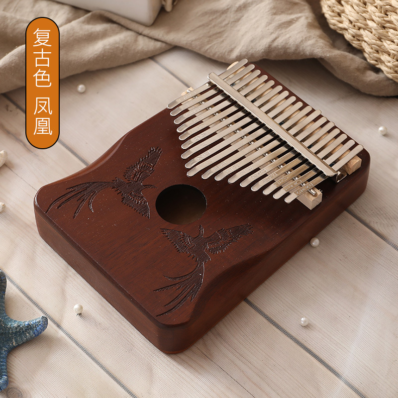 Pulgar de Amazon Kalinba Piano de 17 tonos Instrumentos musicales para niños Estudiantes Pulgar de madera maciza Piano de dedo para principiantes
