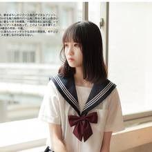 基础款白三本甜妹水手服日系学院风绀领白身关西襟JK制服短裙套装
