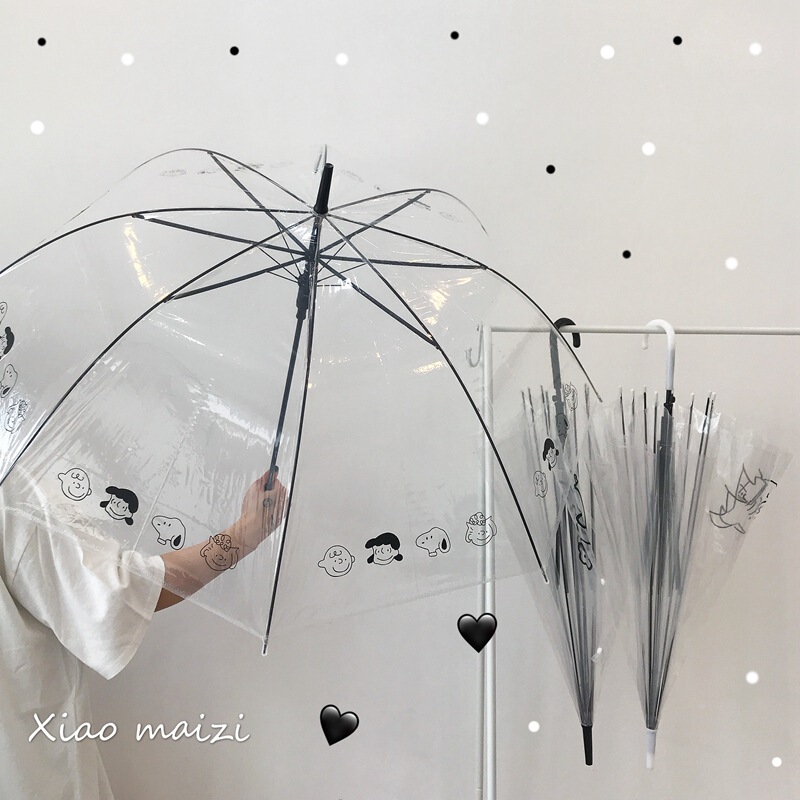 Snoopy Small Fresh Transparent Umbrella Male and Female Internet Celebrity Long Handle Automatic Primary School Children's Umbrella