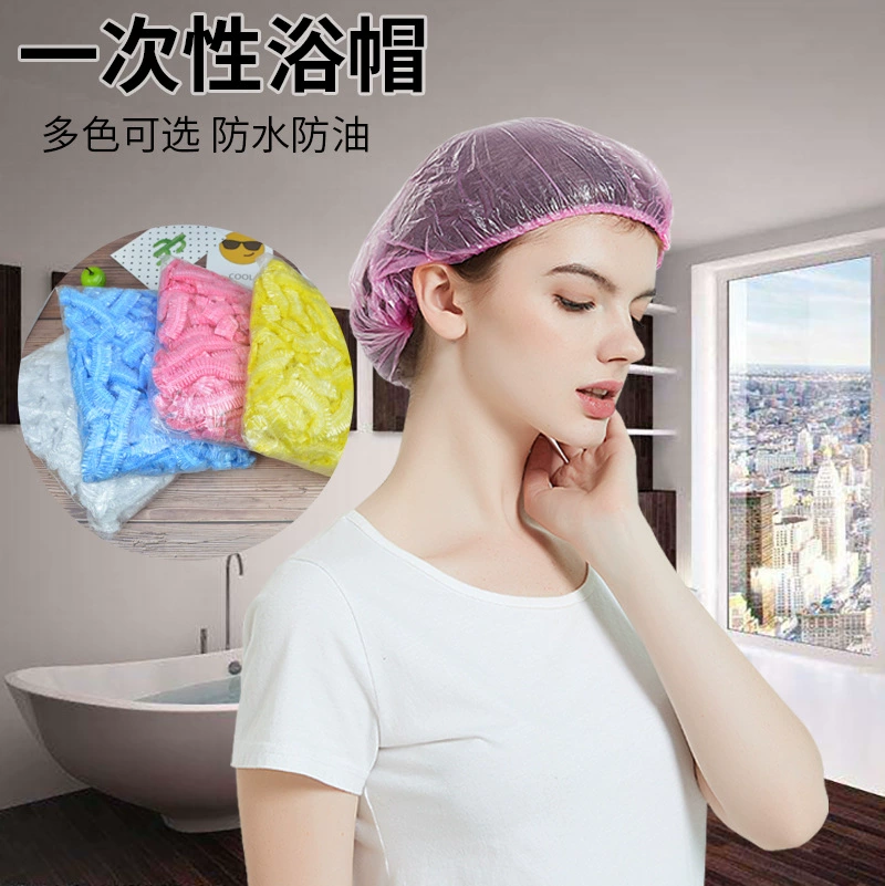 Гостиничная одноразовая шапочка для душа в полоску пластиковая утолщенная 100 душевая Водонепроницаемая сауна увеличенная шапочка для волос Amazon