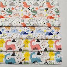 批发供应 宝宝卡通恐龙布料 全棉斜纹纯棉被子床单罩衣睡衣面料