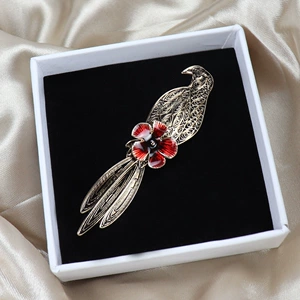 European vintage Parrot Bird Flower enamel drop oil brooch corsage pin clothing accessories