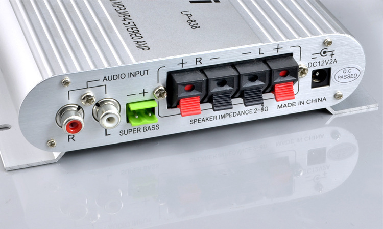 Amplificador de potencia pequeño de 12V de 2.1 canales explosivo transfronterizo lvpin amplificador de audio de alta fidelidad para automóvil LP-838