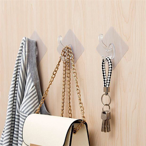 Household clothes and hats organization clothes hook no punching bathroom clothes and hats transparent sticker 7cm hook towel bath towel hook storage