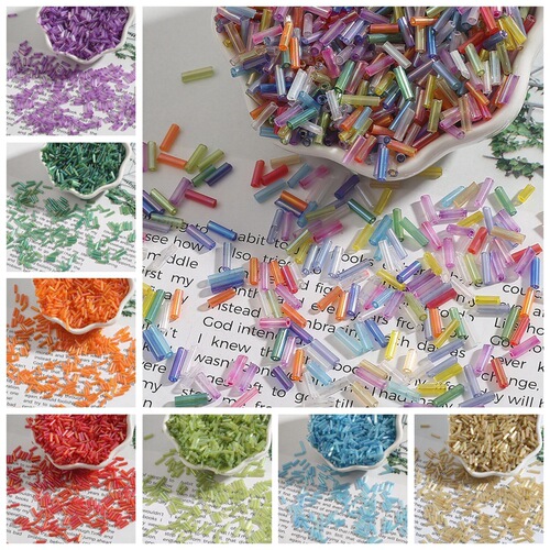 2*7mm colorful glass tube beads diy handmade beading accessories cross stitch loose beads making bracelet necklace material