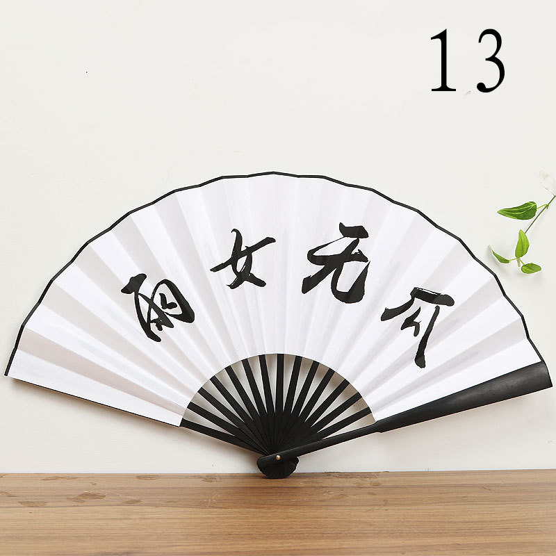 Hanfu tela de seda de estilo chino LOGOTIPO ventilador plegable de mango largo Bar disco saltando ventilador de estilo antiguo al por mayor ventilador de publicidad de fábrica