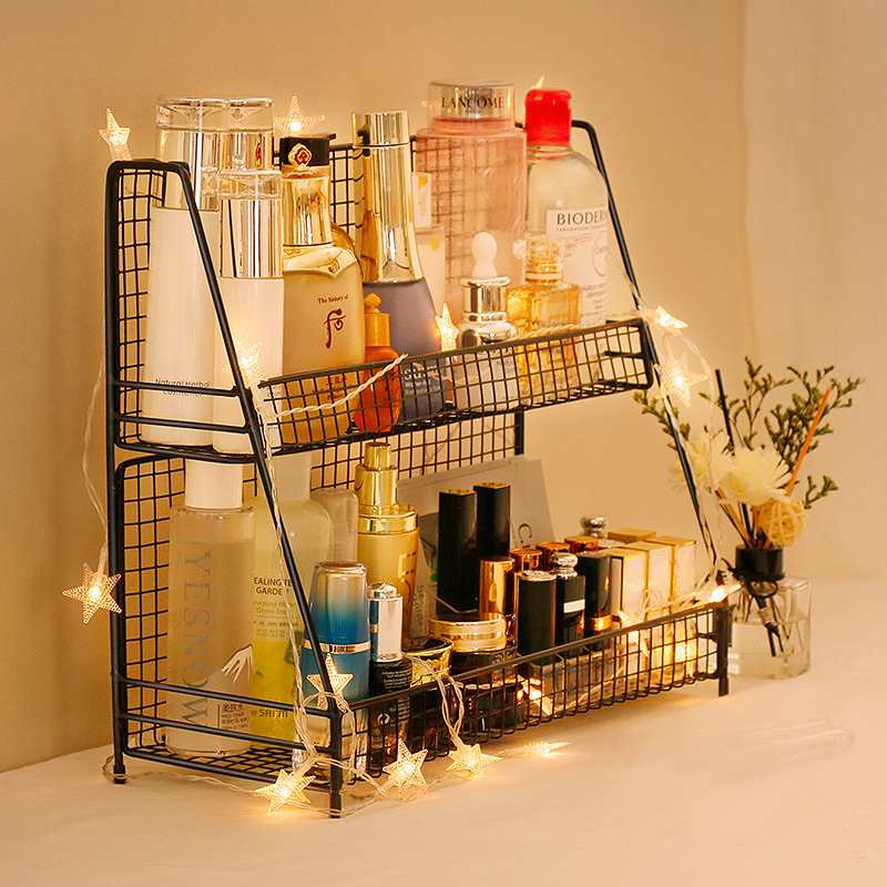 Directo de fábrica de cosméticos de escritorio de la joyería rack de almacenamiento de hierro de acero inoxidable de la Cocina Baño rack de almacenamiento