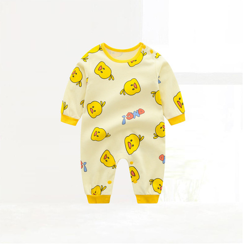 New Product Autumn/Winter Baby Long Sleeve onesie for infants, cartoon-style for spring/autumn, children's pure cotton crawling suit, one piece drop shipping