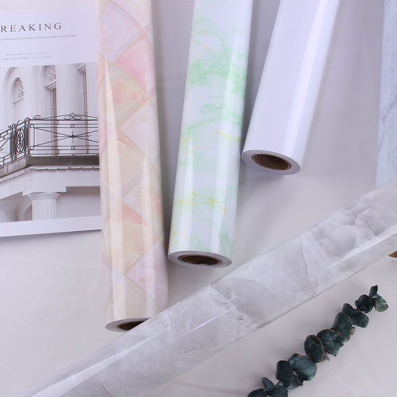 Imitation Marble Pattern Stickers Kitchen Oil-proof Stove Countertop Furniture Cabinet Renovation Tile Self-adhesive Wallpaper