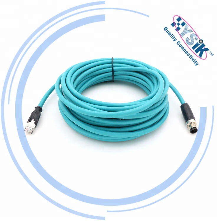Ultra-six industrial automation M12 to RJ45 connector X-coded 8-core IP67 waterproof fireproof network cable