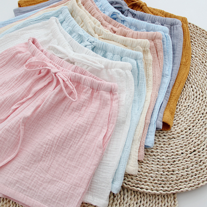 Pajama Pants Women's Summer Shorts Three-point Pants Cotton Gauze Thin Cute Loose Large Size Casual Home Pants for Outer Wear