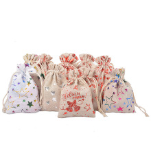 束口烫金棉布袋 礼品珠宝首饰袋圣诞袋糖果礼品袋节 日挂饰装饰品