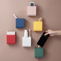 Wall-mounted pen holder stationery storage box, wall-mounted office desk storage box, mobile phone charging accessory box, street stall