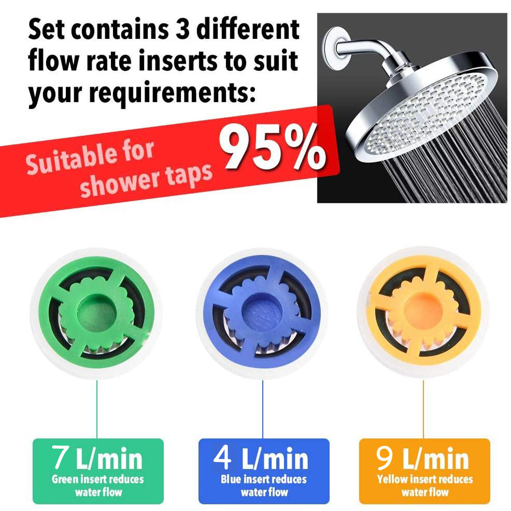 Válvula Reguladora de Flujo para Ducha de ABS con Ahorro de Agua Adaptador Universal