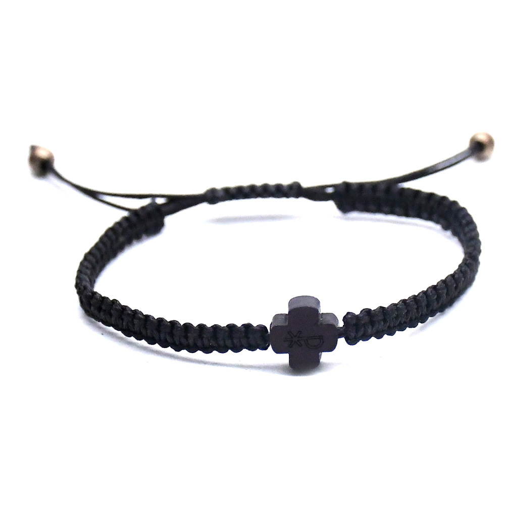 Handmade rope-woven wooden cross bracelet/rosary bracelet