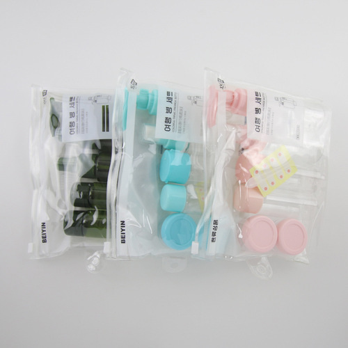 Colorful travel bottle set, 7-piece travel empty bottle set, portable cosmetic dispensing bottle set, factory direct sales