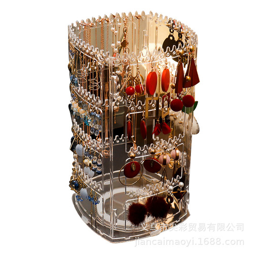 Rotating Jewelry Display Stand Earring Clip Earring Ring Organizer Portable Jewelry Storage Box Home Necklace Hanger