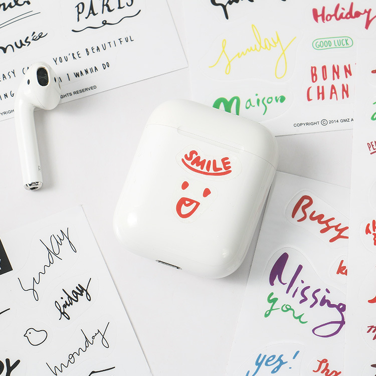 Arte fresco de la historieta letras inglesas frase creativa pegatinas DIY diario decoración transparente PVC pegatinas