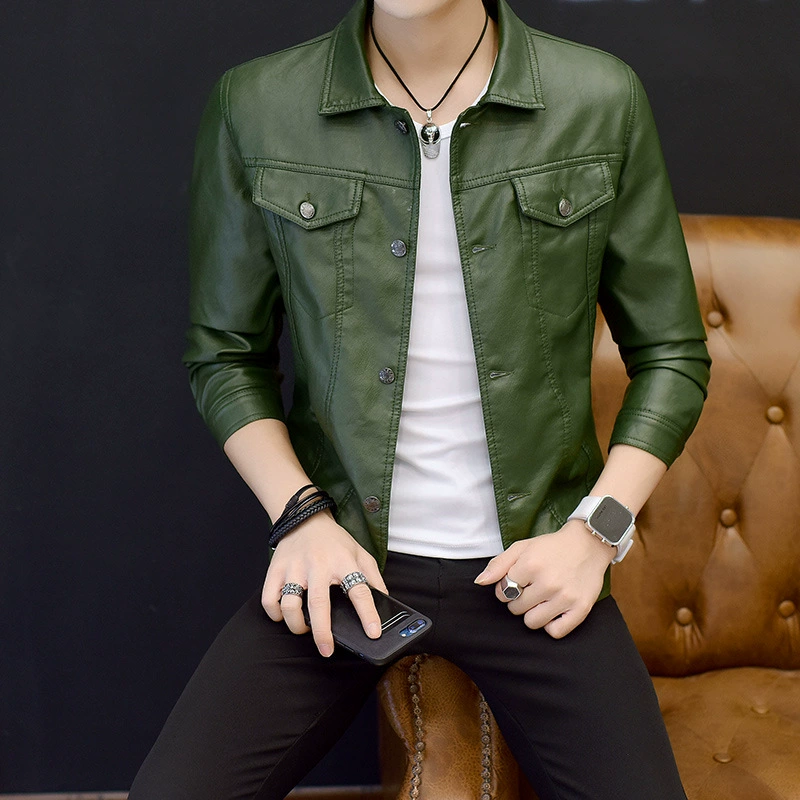 2019 новая Корейская тонкая куртка, кожаная мужская черная кожаная куртка с лацканами, поколение волос