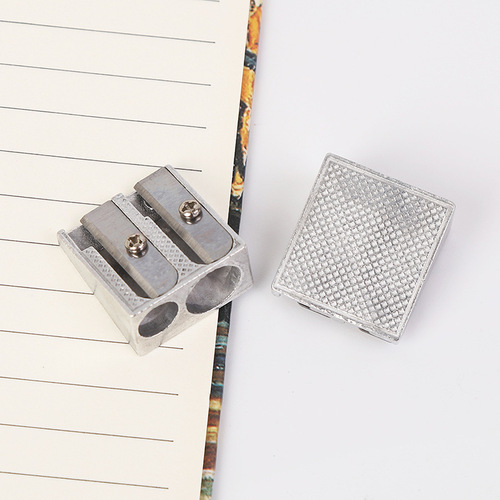 Factory direct supply creative aluminum alloy pencil sharpener double hole bevel metal pencil sharpener pencil plane wholesale primary school supplies