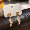 Silver needle, earrings, advanced accessory, silver 925 sample, cat's eye, flowered, high-quality style, wholesale