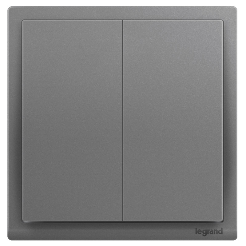 罗格朗legrand开关插座朗淳S深砂银二位单极16AX两开单控86型开关