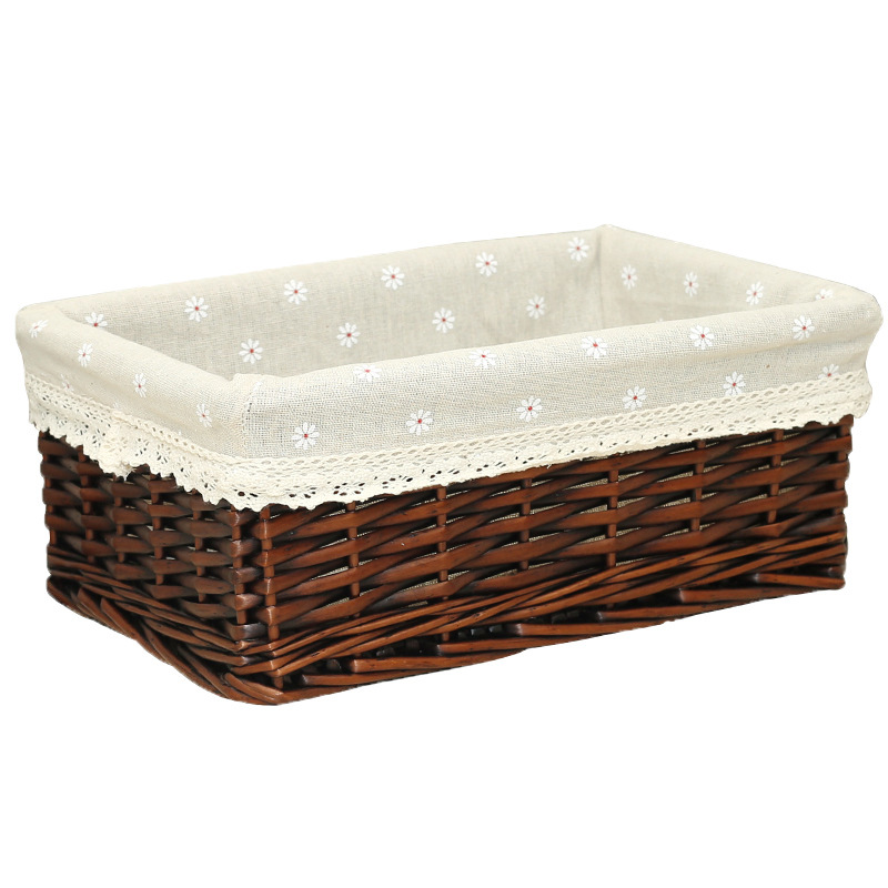 Cesta de almacenamiento directa de fábrica escritorio Cesta de almacenamiento de paja de mimbre papelería de ratán control remoto cesta de almacenamiento rectangular