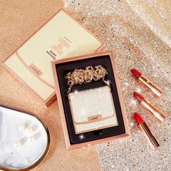 禮物套盒LINNSZ琳妝蕾絲柔霧皮包口紅套裝三支裝皮包啞光口紅套盒