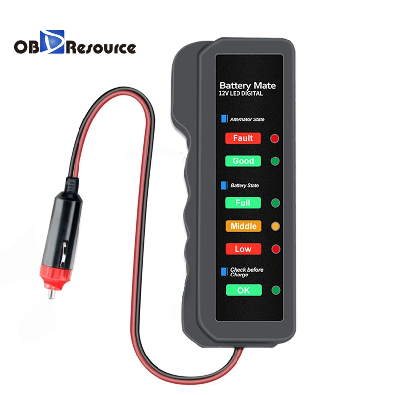 Тестер автомобильных аккумуляторов 12В для проверки батареи внутри автомобиля, модель с разъемом прикуривателя, специально разработан для использования за границей.