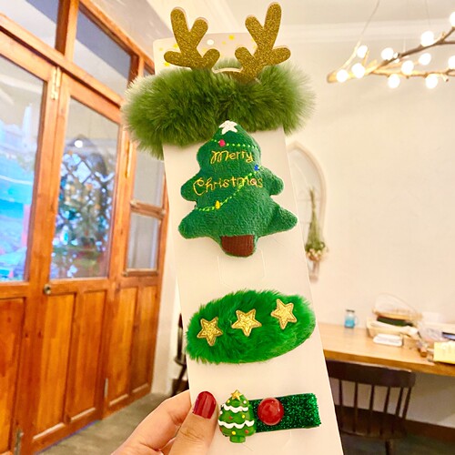 Cross-border hot selling Christmas hair accessories rubber band brooch clip set Christmas gift hair clip wholesale