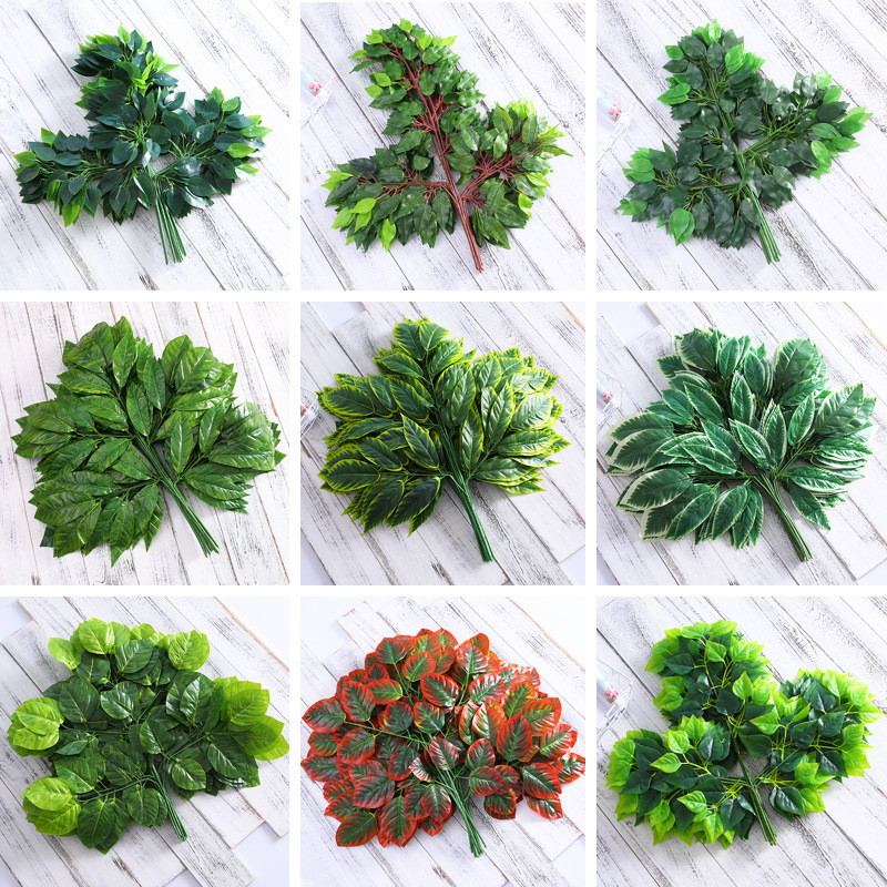 仿真红枫叶 榕树枝树叶造景园林装饰假芒果银杏树叶 仿真树叶树枝