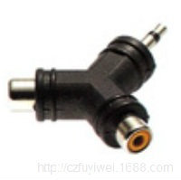 Y型3.5mm单声道公转2RCA母音频转接头 3.5转2RCA转接头