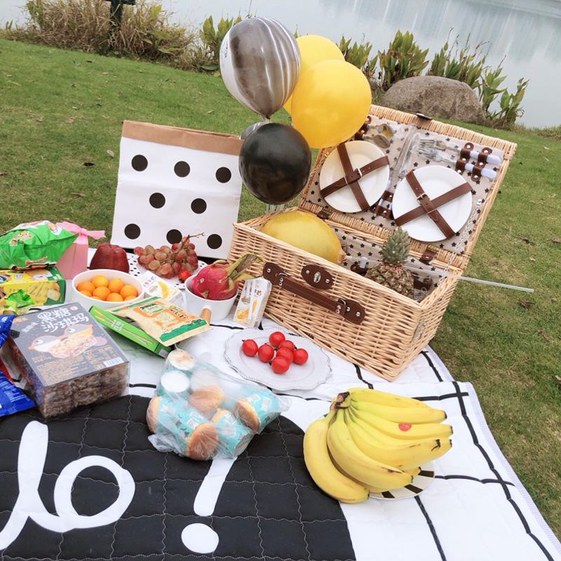 Cesta de picnic directa de fábrica cesta de ratán tejido a mano plegable portátil al aire libre cesta de frutas cesta de almacenamiento traje