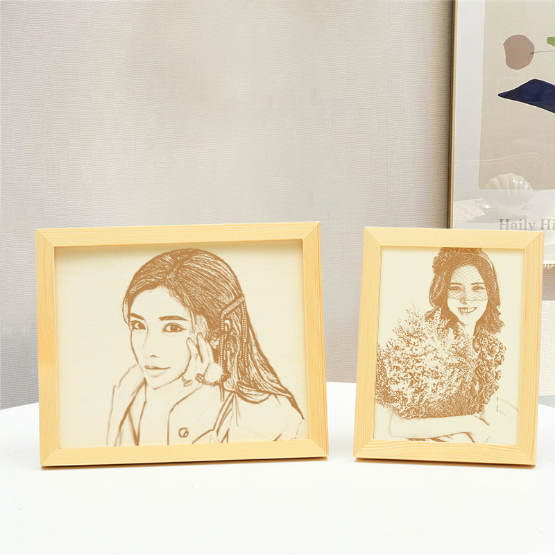 Wholesale blank wood carving solid wood photo frame 8-inch decoration diy hand-carved personalized creative picture frame logo Wholesale blank wood carving solid wood photo frame 8-inch decoration diy hand-carved personalized creative picture frame logo