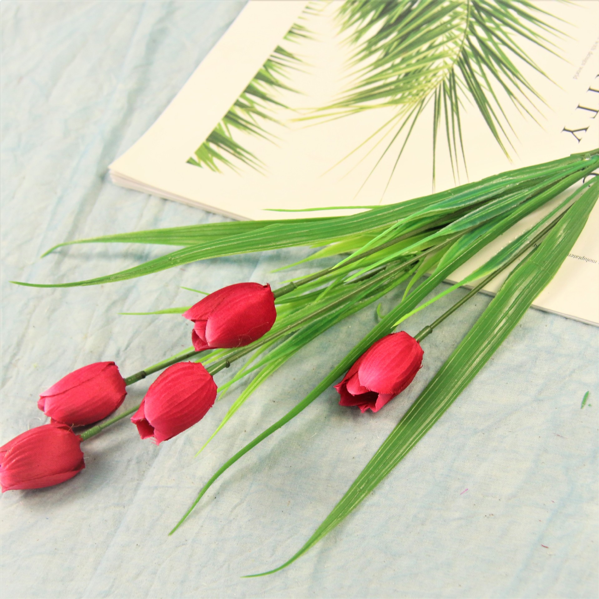 En stock simulación 5 pequeño tulipán flor falsa boda arreglo de flores decoración de la boda falsa flor simulación tulipán