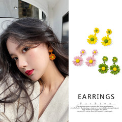 韓国のシンプルな個性デイジーイヤリング女性のロングフラワー小さなイヤリング s925 シルバー針インターネット有名人の小さな新鮮なイヤリング
